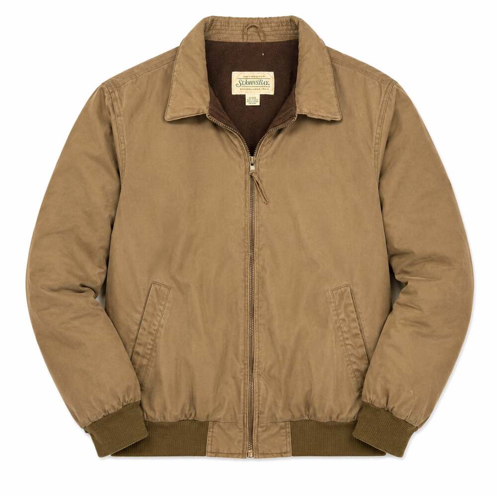 St. John's Bay Fleece Lined Canvas Bomber Jacket Size Large Tall